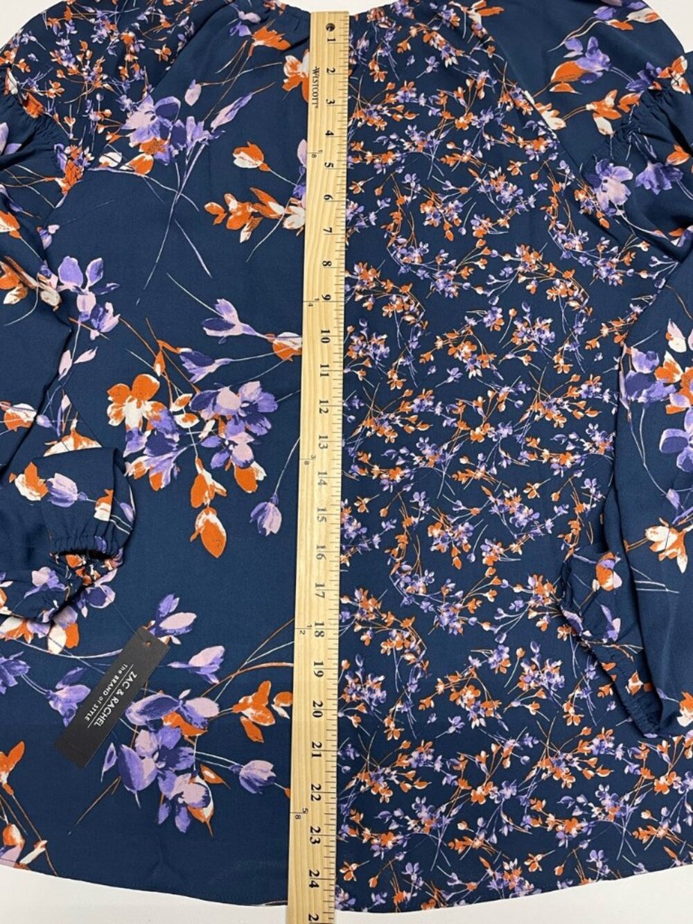 Zac & Rachel Long-Sleeve Navy Floral Blouse with Lavender & Orange Blossoms - Picture 11 of 16